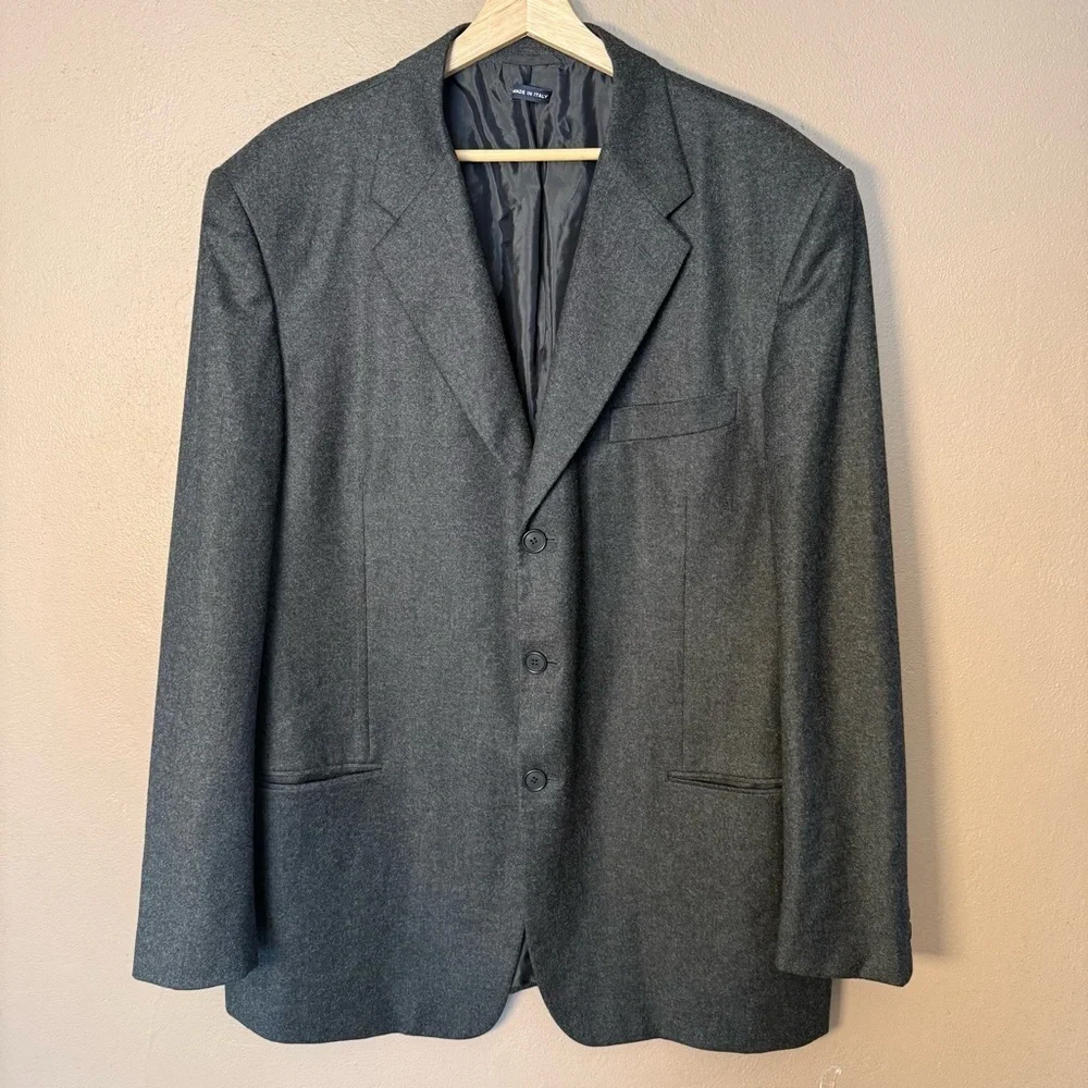 Giorgio Armani Classico Charcoal Gray Black Men's Wool & Cashmere Blazer 44R